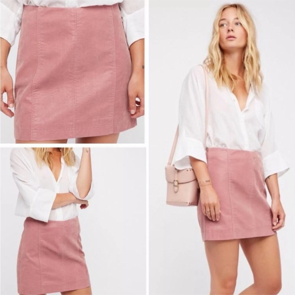 Free People Modern Femme Vegan Suede Mini Skirt Dusty Rose Women's 4